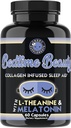 Belleza Bedtime, Collagen Infused Twilight Night Time Sleep Aid, All Natural Pills w. L-Theanine, Melatonin, Magnesium ' Hyaluronic Acid Natural Sleepy Girl Mocktail, 60 Capsules, 30 Serv
