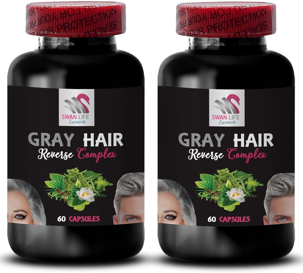 Saw Palmetto Berries - Gray Hair Reverse - PABA, Natural Hair Complex, Sting Nettle Root, Hair Rejuvenation, Youthful Hair, Hair Pigmentation, Color Enhancing, Revive Natural Color 2 Bot 120Caps