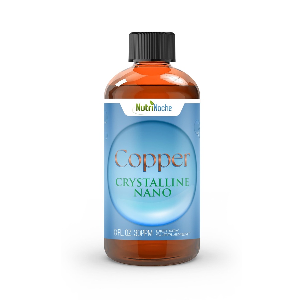NutriNoche Líquido Colloidal Copper Suplemento ← 99.99% Ultra Pure Crystalline Nano Copper Partículas