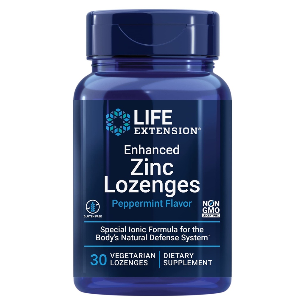 Extensión de la vida Mayor de Zinc Lozenges, Acetato de zinc, Apoyo óptimo a la inmunodeficiencia, Respuesta fuerte a la inmune, zinc iónico, No Gluten-Free, Vegetariano, 30 lozenges