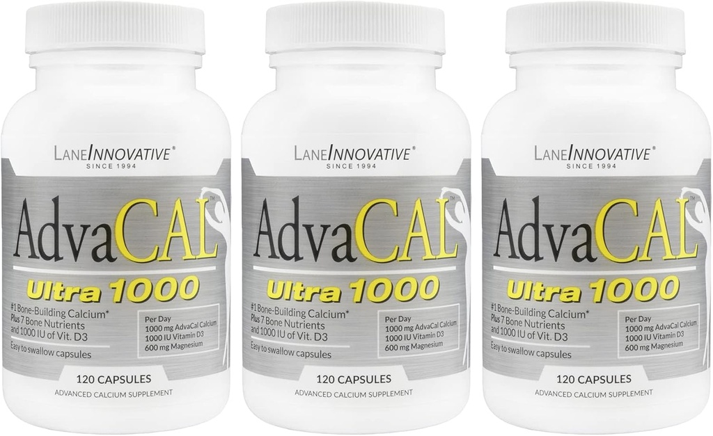 Lane Innovative - AdvaCAL Ultra 1000, Bone-Building Calcium*, Incluyendo Vitamina D3 y Magnesio, Easy Absorption (120 Servings)