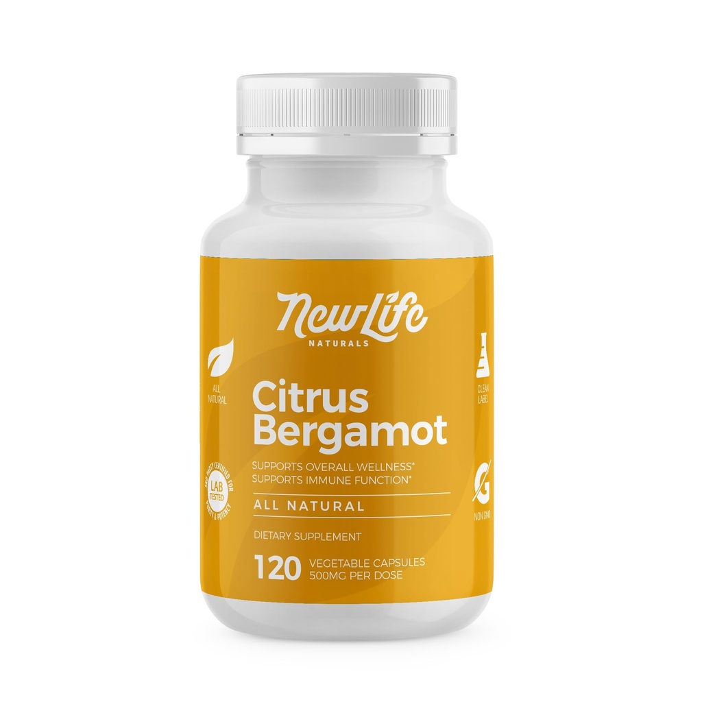 NewLife Naturals Citrus Bergamot Suplementos 500 MG para Cholesterol Apoyo- Suplemento Colesterol - 120 Veggie Capsules