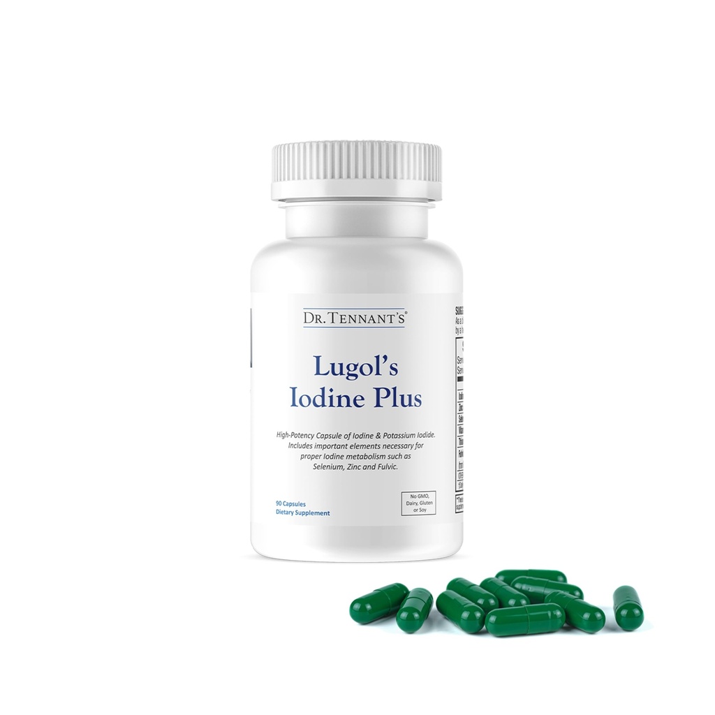 El suplemento de yodo del Dr. Tennant Plus tóxico Iodo de Iodo y Potasio de Lugol con Co-Factores Esenciales Selenium, Zinc & Fulvic Acid tóxico soporta la tiroides " Breast Health TEN 90 cápsulas