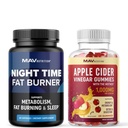MAV NUTRITION Night Time Fat Burner Capsules and Apple Cider Vinegar Gummies ¦ Overnight Metabolism Booster for Stomach Fat Burning Support with Melatonin & ACV TEN 1 Mesth Supply