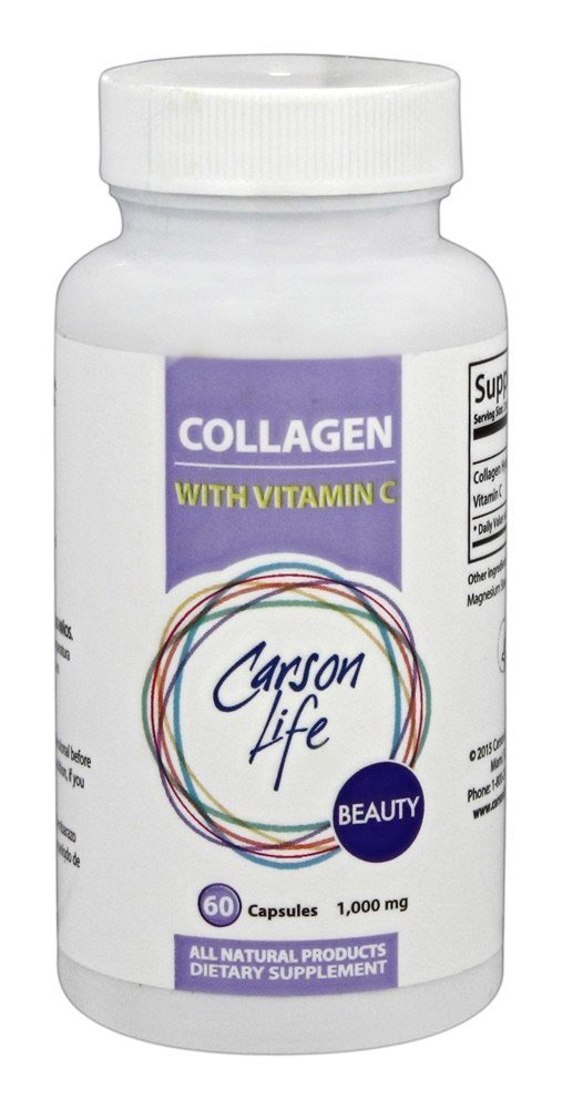 Carson Life Collagen Capsules con Vitamina C - 60 cápsulas - Suplemento dietético para el envejecimiento, Immune Support, Healthy Hair, Skin and Nails - Made in The USA (60 cápsulas)