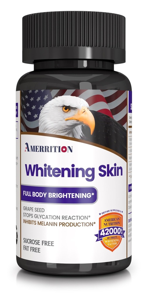 Suplemento de blanqueamiento de piel Infundido con extracto de semilla de uva, glutatión, vitamina B3, y vitamina C - 60 Tablet