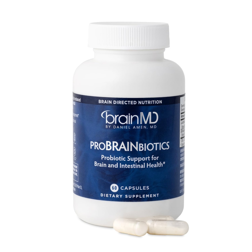 Dr Amen BrainMD ProBRAINbiotics - 3 Billones CFU, 60 cápsulas - Promociona Gut Health - Gluten Free - 60 Servimientos
