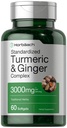Horbäach Turmeric y Ginger Suplemento 3000 mg Silencio 60 Softgel Capsules Silencioso Complejo de Curcumina Turmérica con Pepper Negro Extracto ← No GMO, Gluten Free