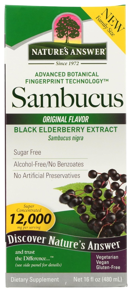 Respuesta de la naturaleza Sambucus Elderberry Syrup 16 Ounce ← Gran Tasting Immune Support Suplemento Silencio Antioxidante, Vegan, Gluten Free, Made in USA ← Single Count