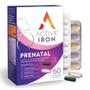 Prenatal activo de hierro, suplemento de hierro + vitaminas prenatales para mujeres, 30 cápsulas no constipantes + 30 multivitaminas de liberación del tiempo, embarazo, lactancia " Esenciales posparto "