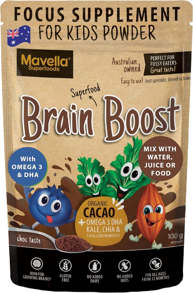 Suplemento de enfoque para los niños del cerebro - Omega-3 DHA Flaxseed Natural Focus & Suplemento de atención para los niños con el desafío de atención Apoyo Niños enfocar las vitaminas 3.52oz (100g)
