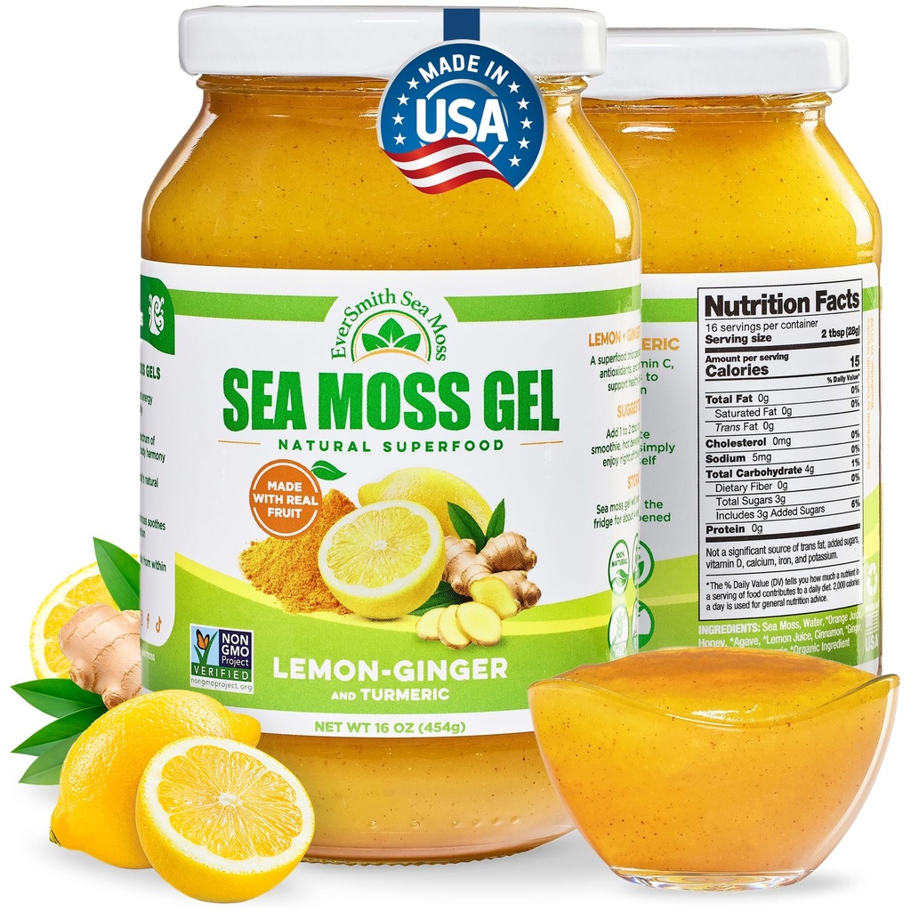 Wildcrafted Irish Sea Moss Gel Silencioso Hecho en EE.UU. rica en vitaminas " Minerales Silencio Sea Moss Gel Raw ← Suplemento Nutricional Silencio Lemon Ginger (16 oz)