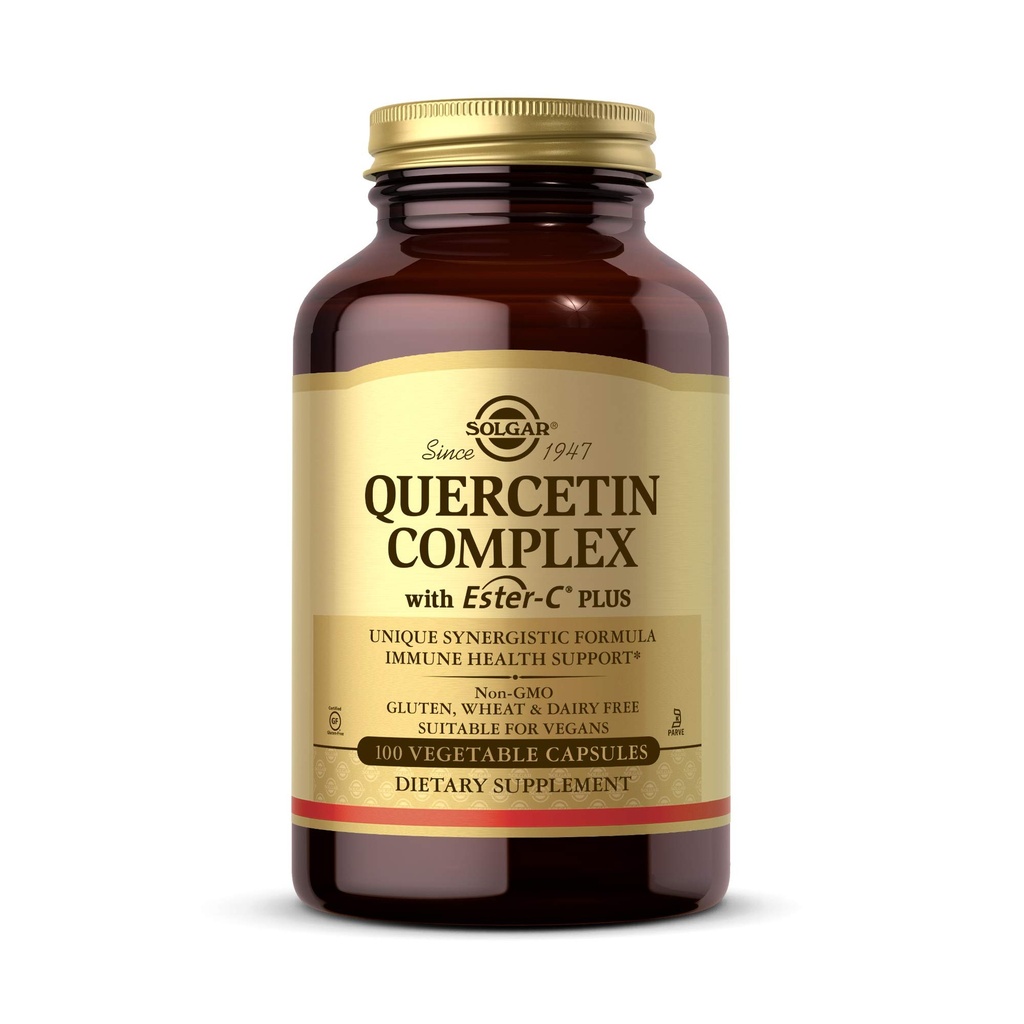 Complejo de Quercetina Solgar con Ester-C Plus, 100 cápsulas vegetales - Soportes Salud Inmune, Antioxidante - Gentilidad en la Vitamina de Stomach C - No GMO, Vegan, Gluten/Dairy Gratis - 50 Actuaciones