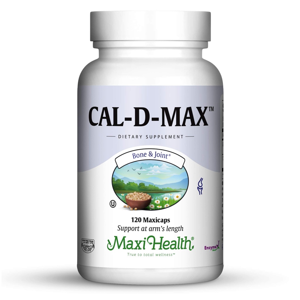 Maxi Health Cal-D-Max - Citrato de calcio - con vitamina D3 - Soporte de huesos - 120 cápsulas - Kosher