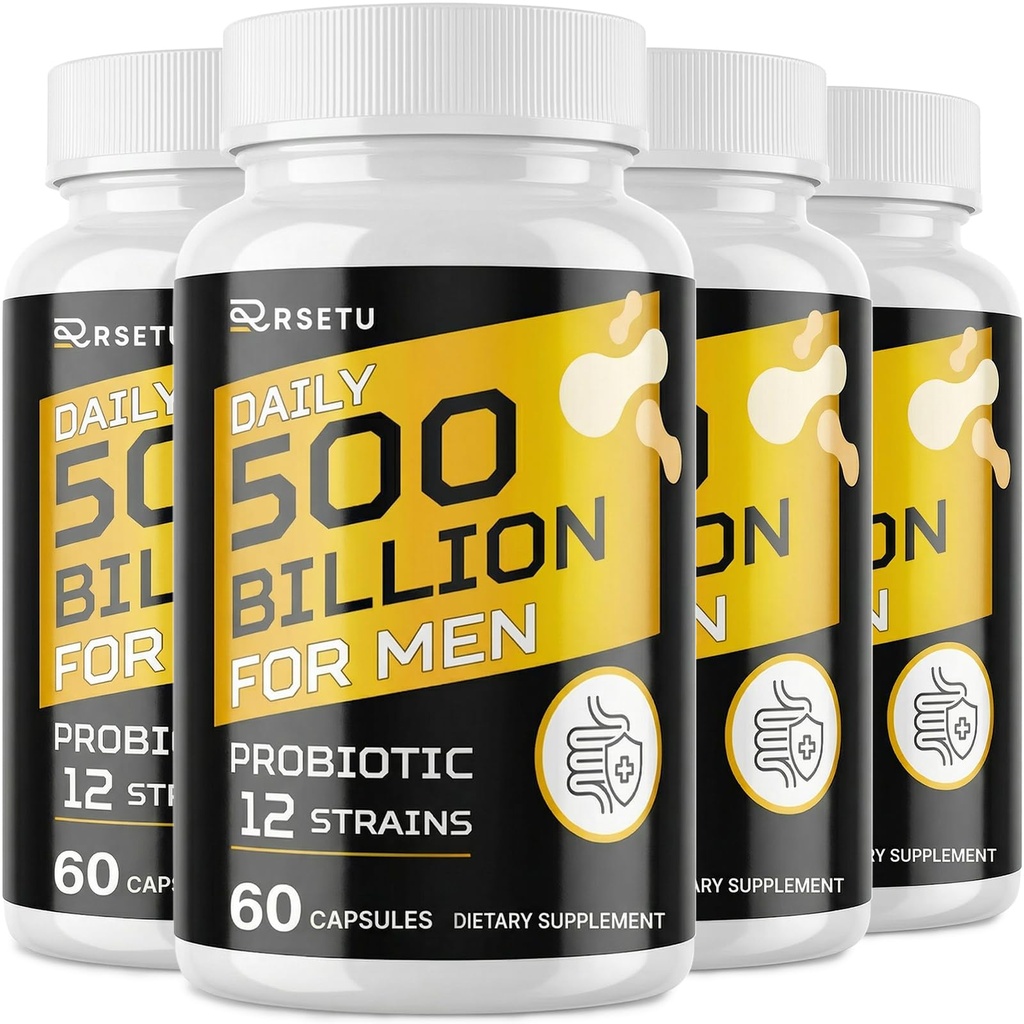 Probióticos para Hombres, 500 millones de UC &amp; 12 Strains Mens Probiótico con Turmérico Cranberry, Goji, Gut Health for Mens, para Salud Digestiva, Gut, Bloating & Gas, Immune, Energy Support, 120-Day Supply