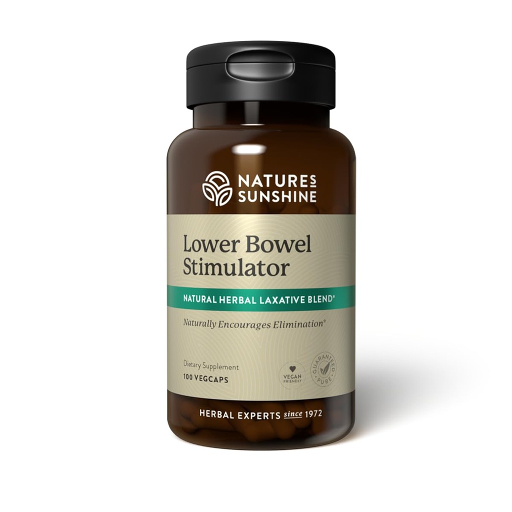 Estimulador del Tazón inferior Sunshine de la naturaleza - Ayuda a aliviar el estreñimiento - Limpiar &amp; Detox Su colon con ingredientes herbarios naturales - 25 Servimientos - 100 Vegcaps