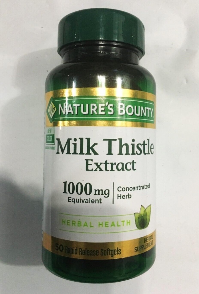 Esteto de leche rebote de la naturaleza 1000mg, suplemento de salud herbal, suplemento diario, libre de gluten, liberación rápida Softgels, 50 Ct