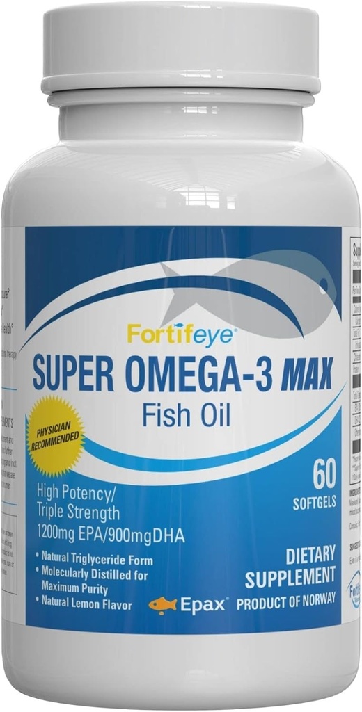 Super Omega-3 Max Fish Oil TENIDO 2400 mg Omega 3 TENIDO High Potency with EPA and DHA TEN Lemon Flavor ANTE 30 Servings