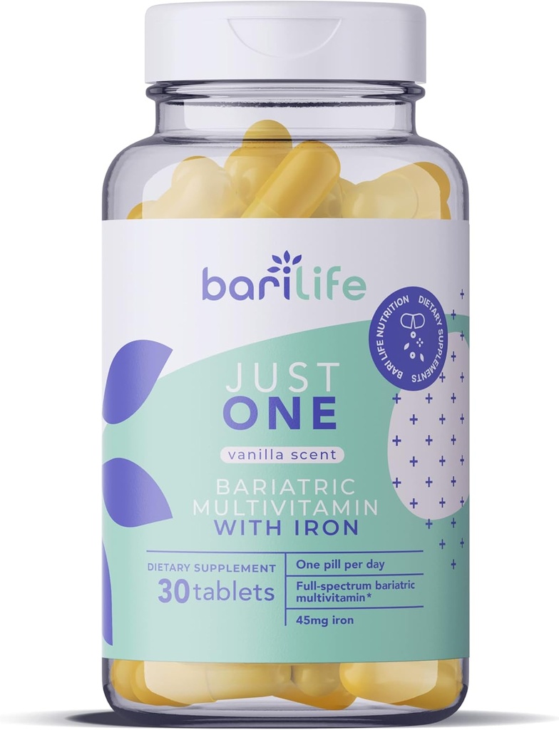 Just One - Once Daily Bariatric Multivitamin with Iron, 90 Conde for Gastric Sleeve and Gastric Bypass
