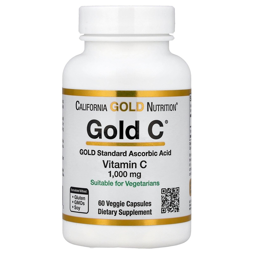 California Gold Nutrition CTM, USP Grade Vitamina C, 1000 mg, 60 cápsulas vegetales