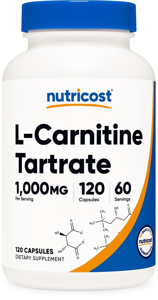 Nutricost L-Carnitine Tartrate 1000mg, 120 Capsules - 500mg Por Capsule (60 Servings)
