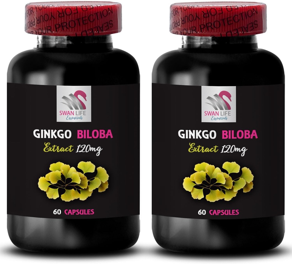 Ginkgo biloba Product - Ginkgo BILOBA Extract - Fórmula antioxidante natural, Ginkgo biloba Extract Ventajas, Herbal antioxidant Extract, Ginkgo biloba antioxidante Soporte 2 Botellas 120 Capsules