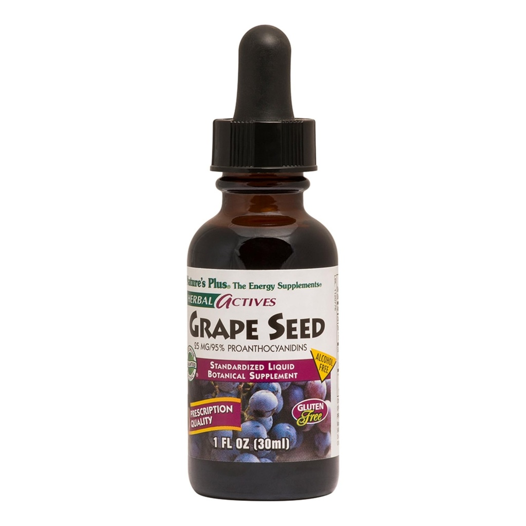 NaturesPlus Herbal Actives Grape Seed 25 mg Liquid Suspension - Vegan Drops, 1 fl oz - Vegetarian, Gluten-Free - 30 Servings