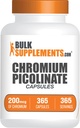 BulkSupplements.com Chromium Picolinate Capsules - Suplemento cromo, Suplemento mineral - Gluten Gratis, 1 Cápsula por servicio, 365 Conde (Pack of 1)