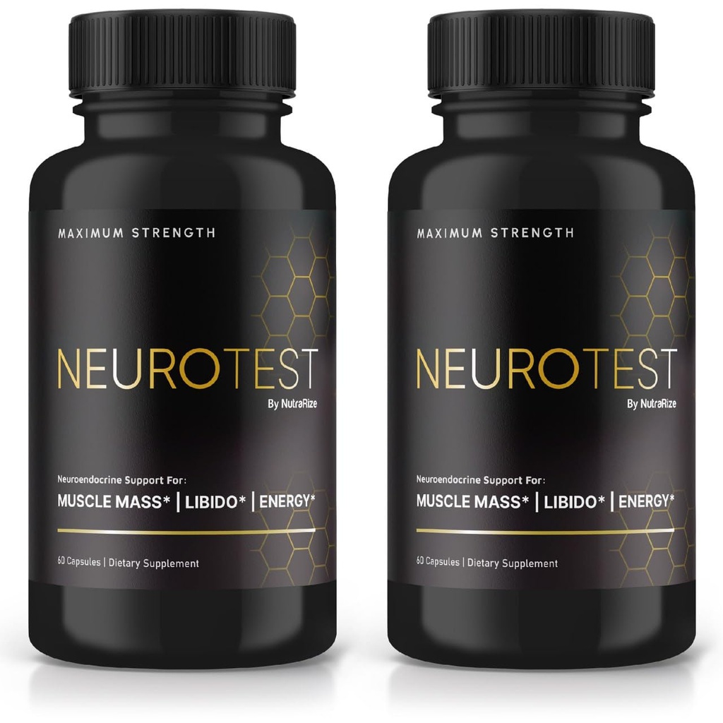 (2 Pack) Cápsulas NeuroTest - Suplemento dietético NeuroTest para Hombres, Fórmula diaria NeuroTest para el bienestar general y el rendimiento del pico, Píldoras avanzadas de fórmula, exámenes neurológicos (120 cápsulas)