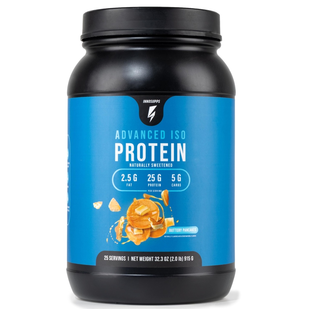 InnoSupps Advanced Iso Protein ← 100% Whey Isolate Protein Powder Silencio No Artificial Sweeteners tolera Low Fat, Low Carbs ← 25g of Protein ← Hormone Free, Gluten Free, Soy Free TEN (Buttery Pancake)