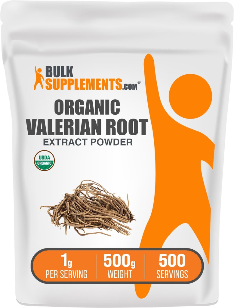 BulkSupplements.com Extract Powder orgánico de Valerian - Fuente de Valerian Root, Suplemento Herbal - Gluten Free, 1g por Serving, 500g (1.1 lbs) (Pack of 1)