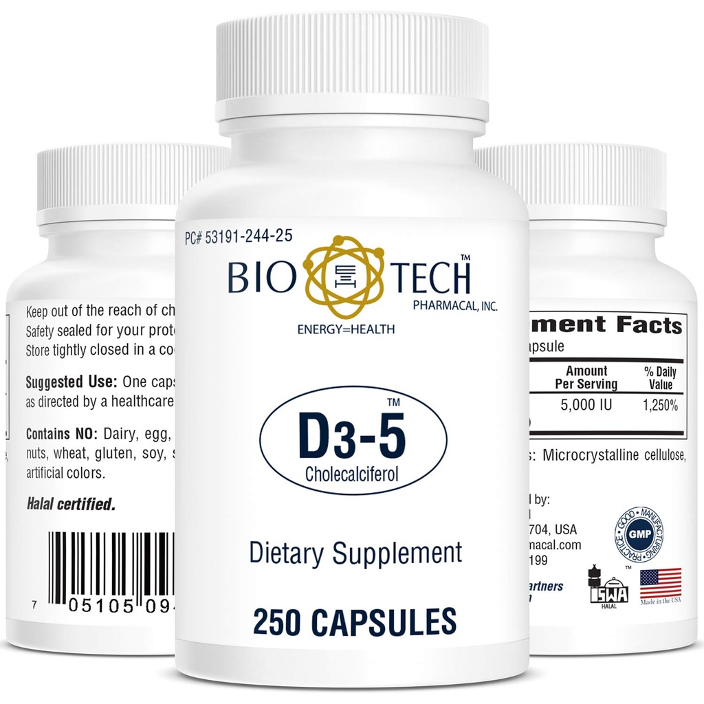 Bio-Tech Pharmacal Vitamin D3 (D3 5k IU, 250 Conde)