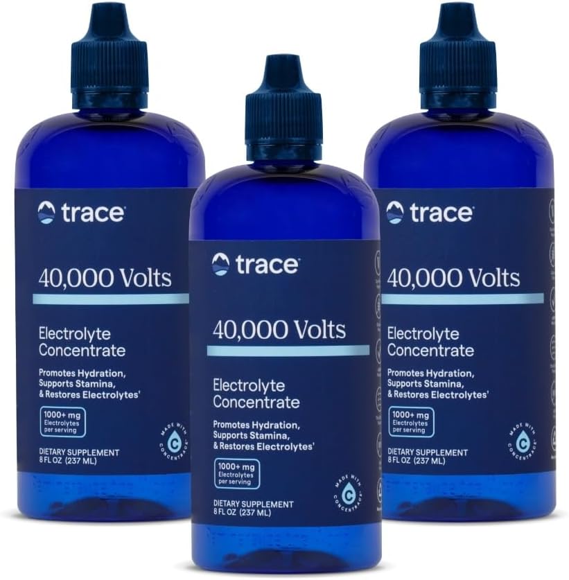 Trace Minerals 40,000 Volts - Concentrate Supplement Drops for Electrolyte Support - Support Muscle Health & Vitality - Bebida de entrenamiento para la hidratación de la ayuda - 8 fl oz (Pack of 3) (144 Servimientos)