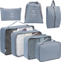 Toplive 7 Conjunto Cubos de embalaje para viajes, equipaje Organizador Bolsas para accesorios " Esenciales, Cubos de compresión para maletas, Gray
