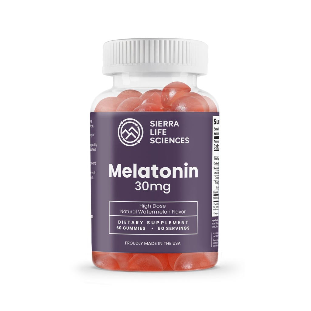 30mg Melatonin Gummy ← Alto Dose Asistencia para el sueño para adultos ← Formulación Avanzada de un día a uno Hecho con Mangas Doradas por Apple ANTE Vegan, Non-GMO (30 Conteo)