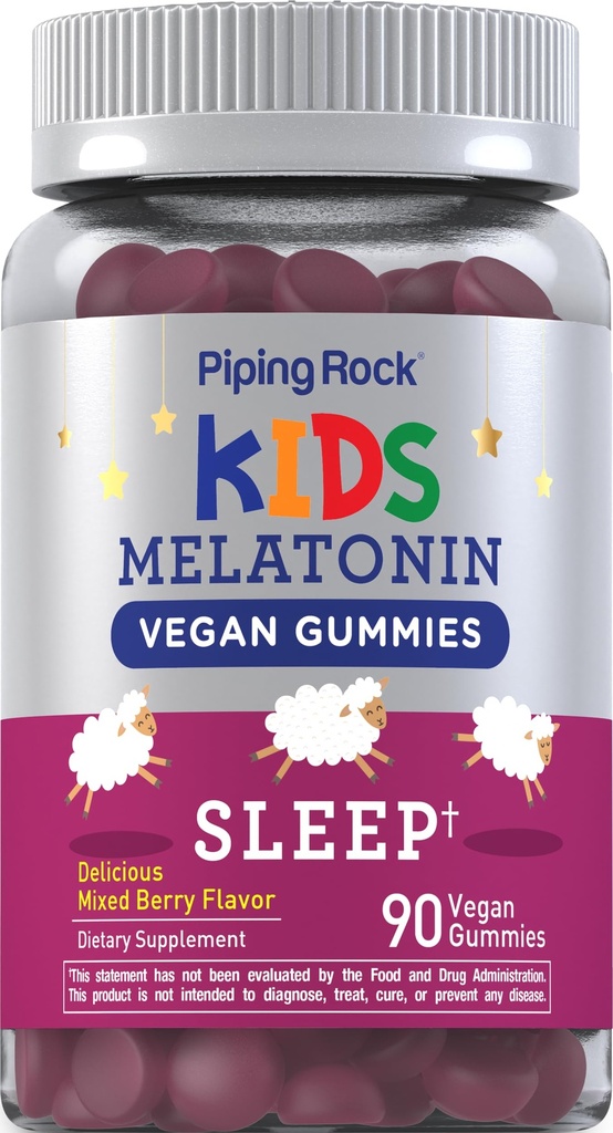 Piping Rock Kids Melatonin Gummies Silencioso 1mg Silencioso 90 Conde Silencioso Suplemento para niños