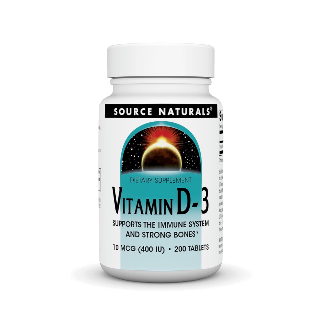 Fuente Naturales Vitamina D-3 400 UI 200 tabletas