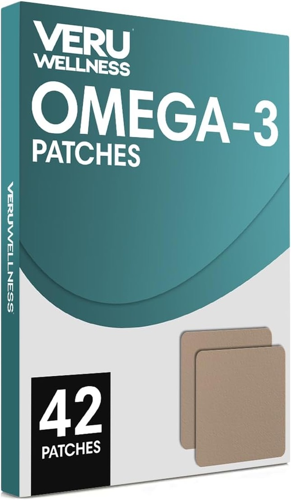 Veru Wellness Omega-3 Plus Daily Patch - Auto Adhesivo Time Release Topical Patch, 8-10 horas (42 día)