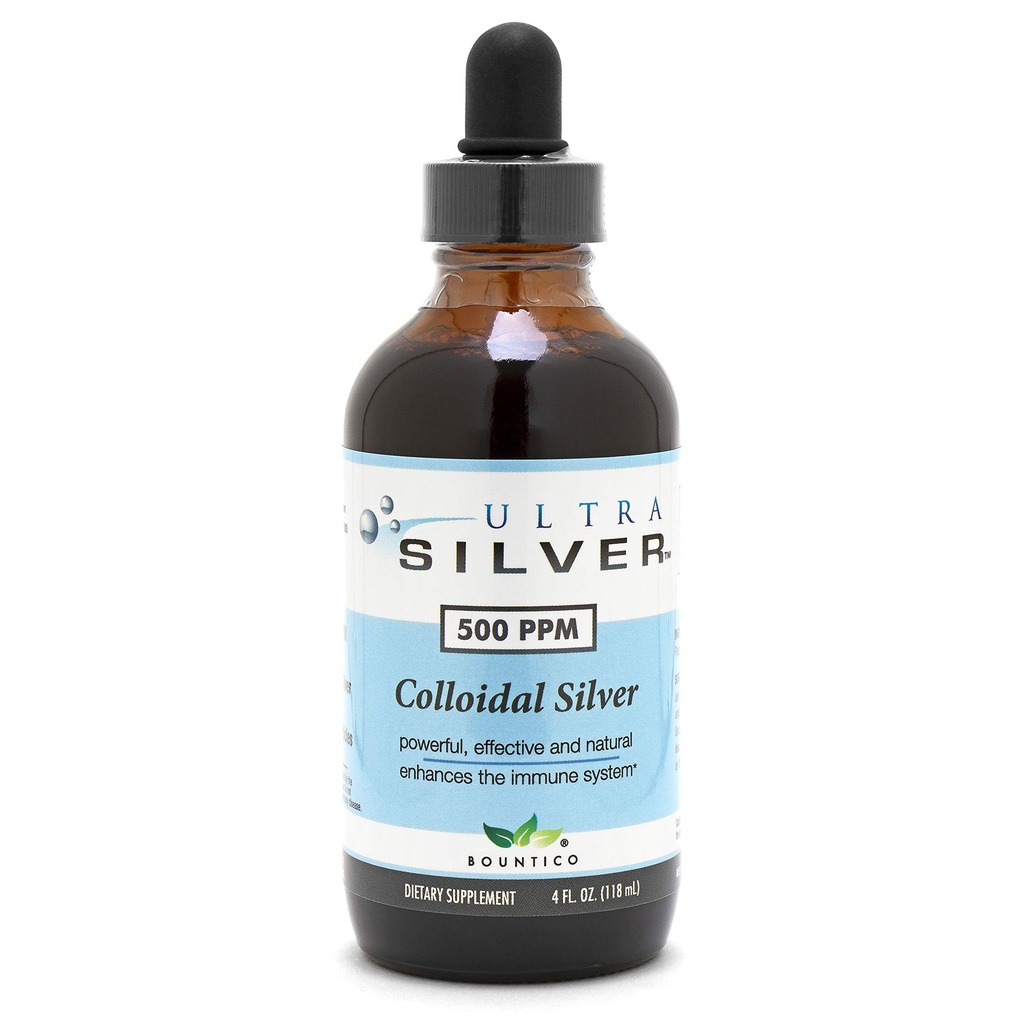 Ultra Silver® Colloidal Silver TENIDO 500 PPM, 4 Oz (118mL) TENIDO Suplemento Mineral Liquido TENIDO True Colloidal Silver - con Dropper