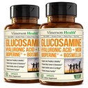 Sulfato de Glucosamina con ácido hialurónico, Boswellia, Black Pepper & MSM Suplemento – 5-en-1 Suplementos Conjuntos para Hombres y Mujeres – Salud Conjunta, Movilidad & Bone Strength – FSA Eligible 2 Pack