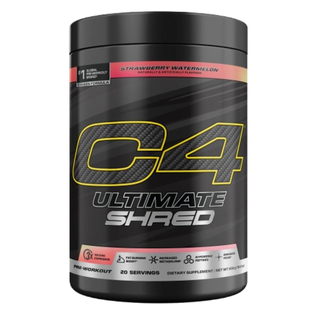 Cellucor C4 Ultimate Shred Pre Workout Powder, Fat Burner for Men &amp; Women, Weight Loss Suplemento con Ginger Root Extract, Strawberry Watermelon, 20 Servings, 12.3 Ounce (Pack of 1)