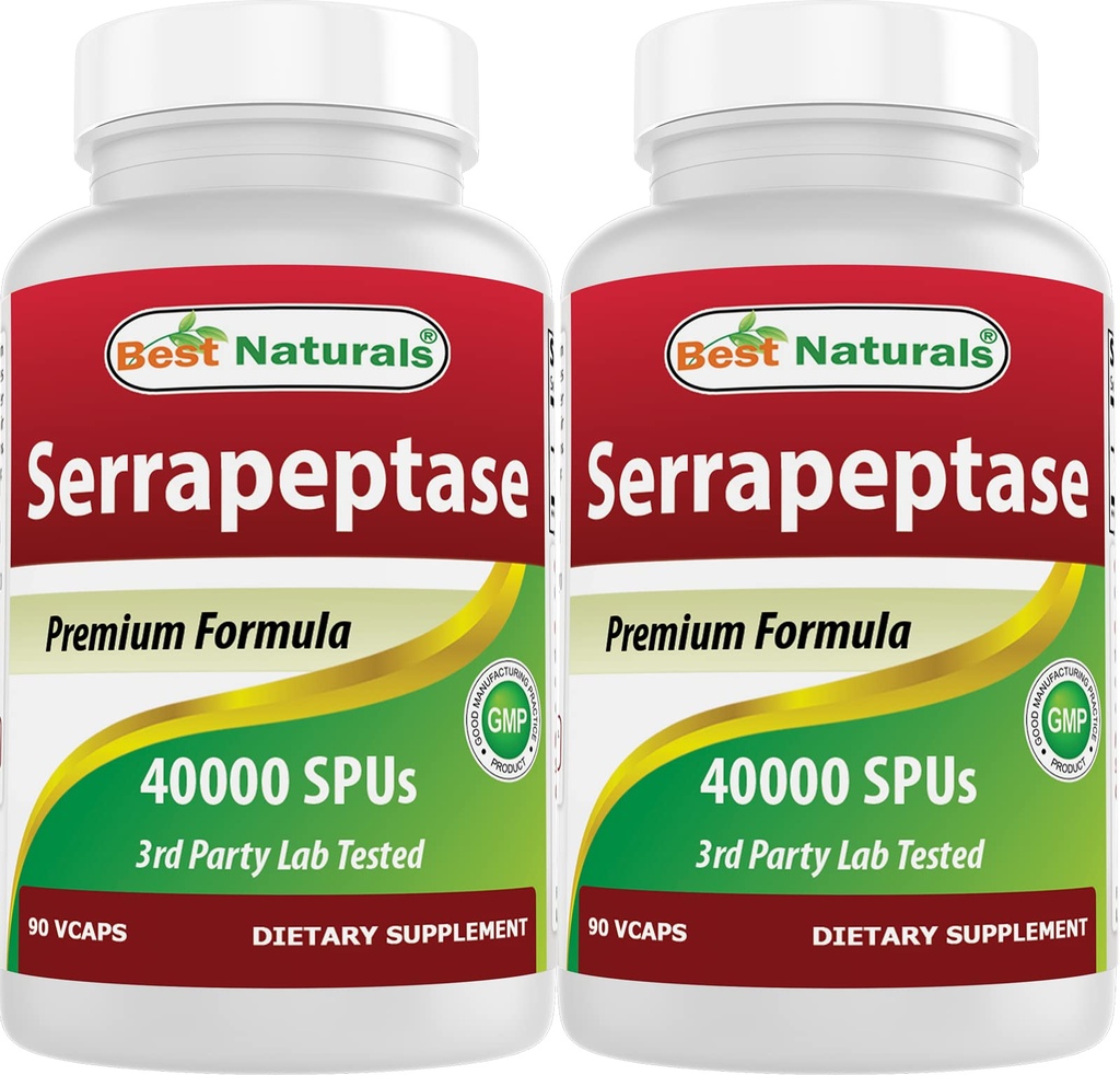 Mejores Naturales Serrapeptase 40000 SPU 90 Vcaps (90 Cuenta (Pack of 2))