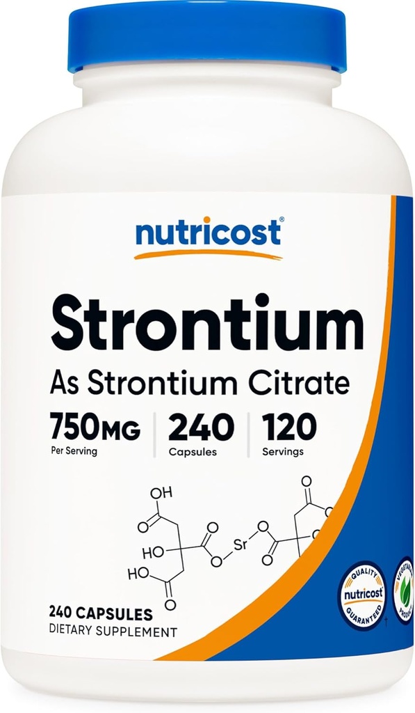 Nutricost Strontium Capsules 750mg, 240 cápsulas - Vegetariano, No GMO, Gluten Free