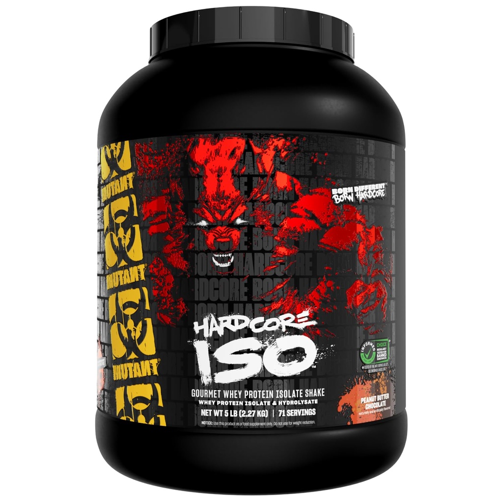 Mutant ISO Surge Whey Protein Isolate Powder Actos rápidos para ayudar a recuperar, construir músculo, a granel y fuerza, 5 lb - Peanut Butter Chocolate