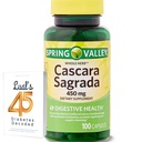 Cascara Sagrada 450mg. Spring Valley Cascara Sagrada 450mg 100 Cuenta, Whole Herb Cascara Sagrada Salud Digestiva Suplemento dietético Capsules Bundle con 45 Diabetes de Luall Decodificado
