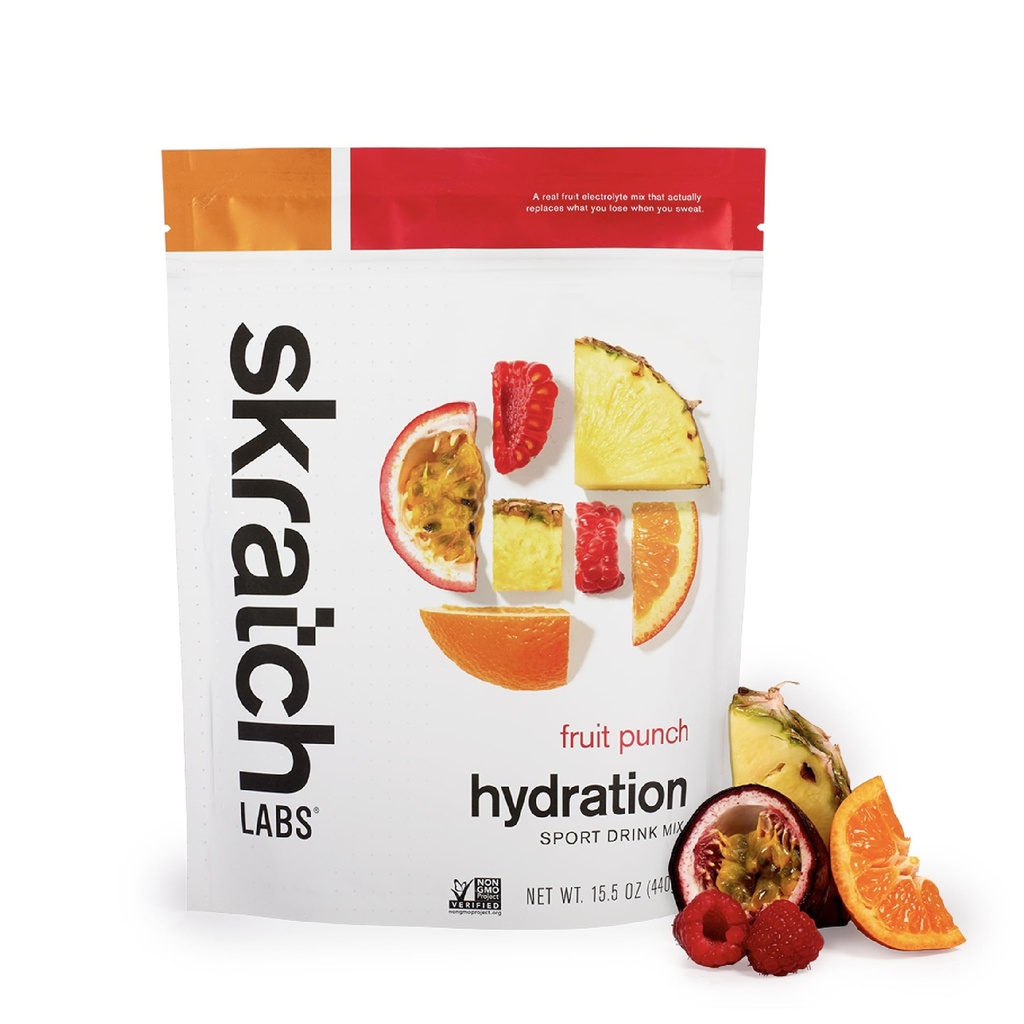 Skratch Labs Hydration Powder ← Sport Drink Mix ← Electrolytes Polvo para el ejercicio, la resistencia y el rendimiento ← Fruit Punch  20 Servings ← Non-GMO, Vegan, Kosher