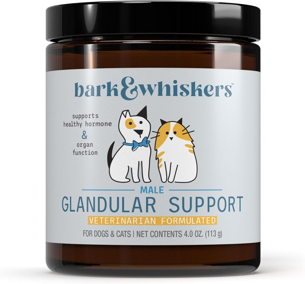 Dr. Mercola Bark & Whiskers Glandular Support - Supports Endocrine & Organ Health - Freeze-Dried Formula - Hormone-Free Ingredients - Male - 75 Scoops (4 oz)