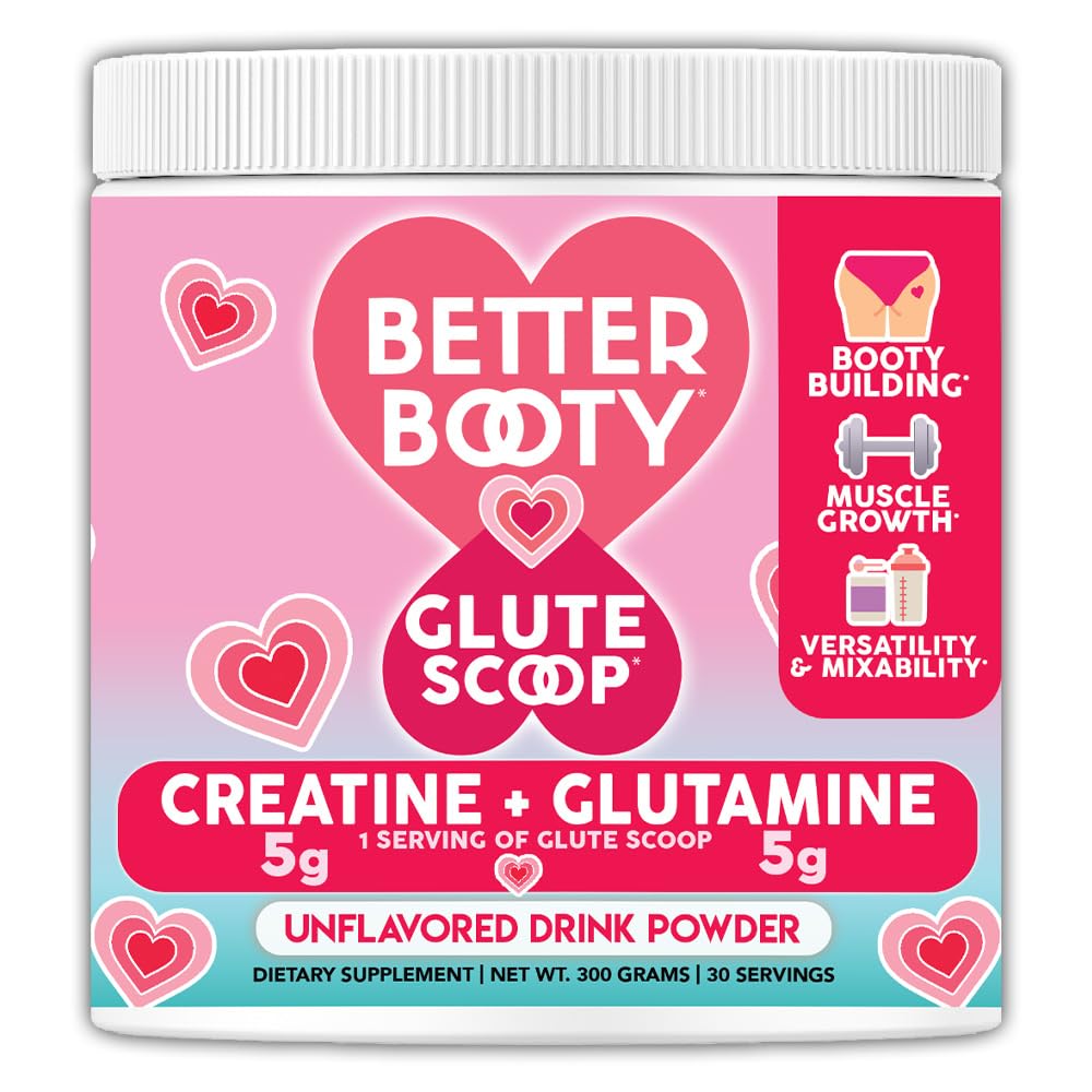 Mejor Booty Glute Scoop, Creatine for Women Creatine + L'Glutamine Amino Amino Acido, Perfect Drink Mix Suplemento, Desflavorado (300 Grams, 30 Servimientos)