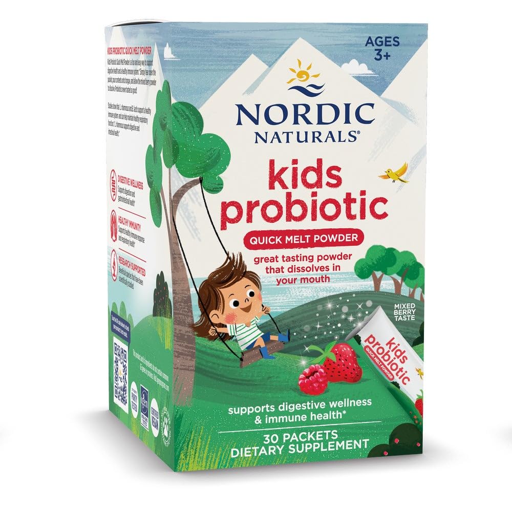 Píxies Probióticos para Niños Naturales Nórdicos, Berry mixto - 30 Packets - 3 Billones CFU - Bienestar Digestivo, Soporte Inmunitario - No GMO, Vegan - 30 Servimientos