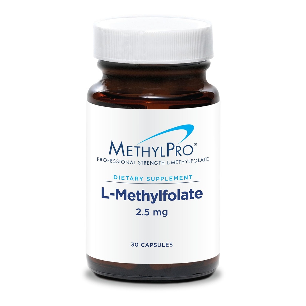 MetilPro L-Methylfolate 2.5 mg - Soporta una mente sana - Folato activo para la metilación Soporte " Reacciones bioquímicas - Dosis flexible altamente biodisponible - 30 Actuaciones - 30 cápsulas